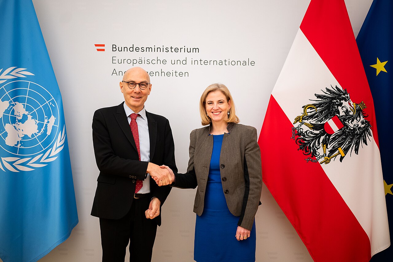 Am 18. Dezember 2025 empfing Außenministerin Beate Meinl-Reisinger UN-Hochkommissar für Menschenrechte Volker Türk in Wien. Foto: © BMEIA/ Michael Gruber