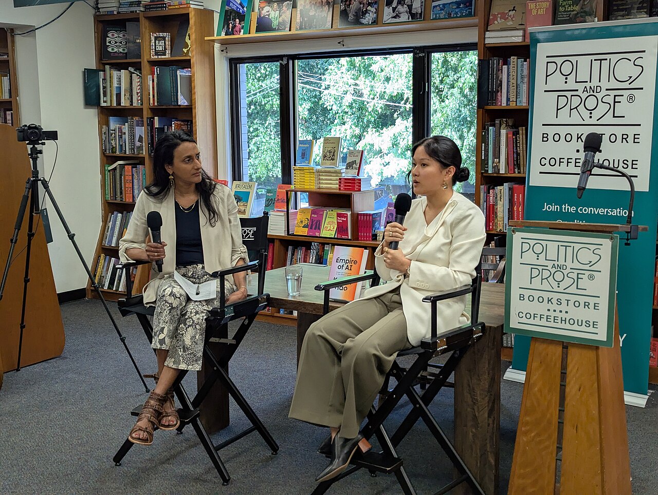 Karen Hao author talk on "Empire of AI Dreams and Nightmares in Sam Altman's OpenAI" at Politics and Prose with Bina Venkataraman