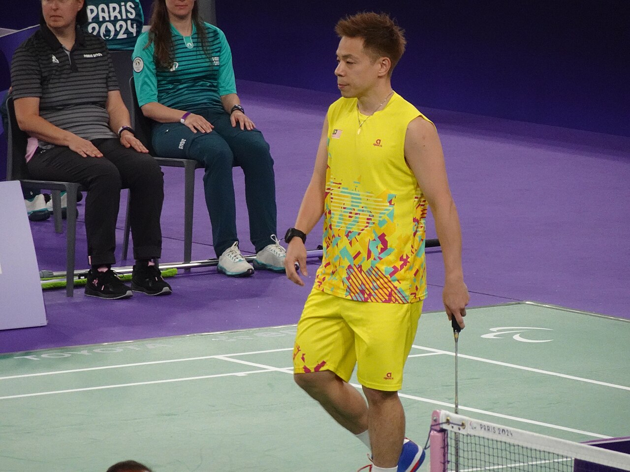 Cheah Liek Hou (representing Malaysia), during his match against Suryo NUGROHO (representing Indonesia) at the Paris 2024 Paralympics Men Singles SU5 final. Cheah Liek Hou won this match 21-13, 21-15, thus winning the gold medal. Picture ta