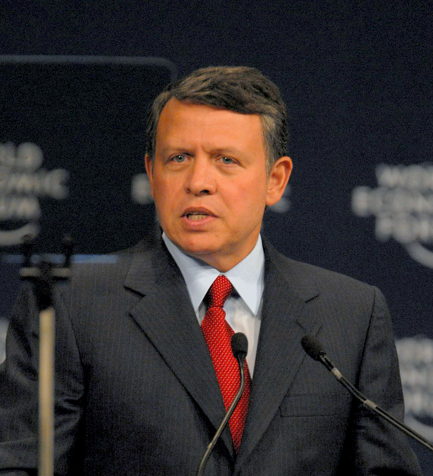 King Abdullah II of Jordan speaking at a lectern in 2008