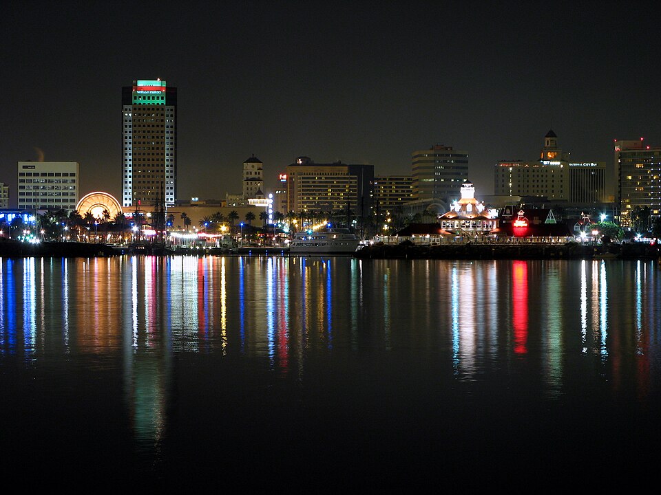 Downtown Long Beach at night