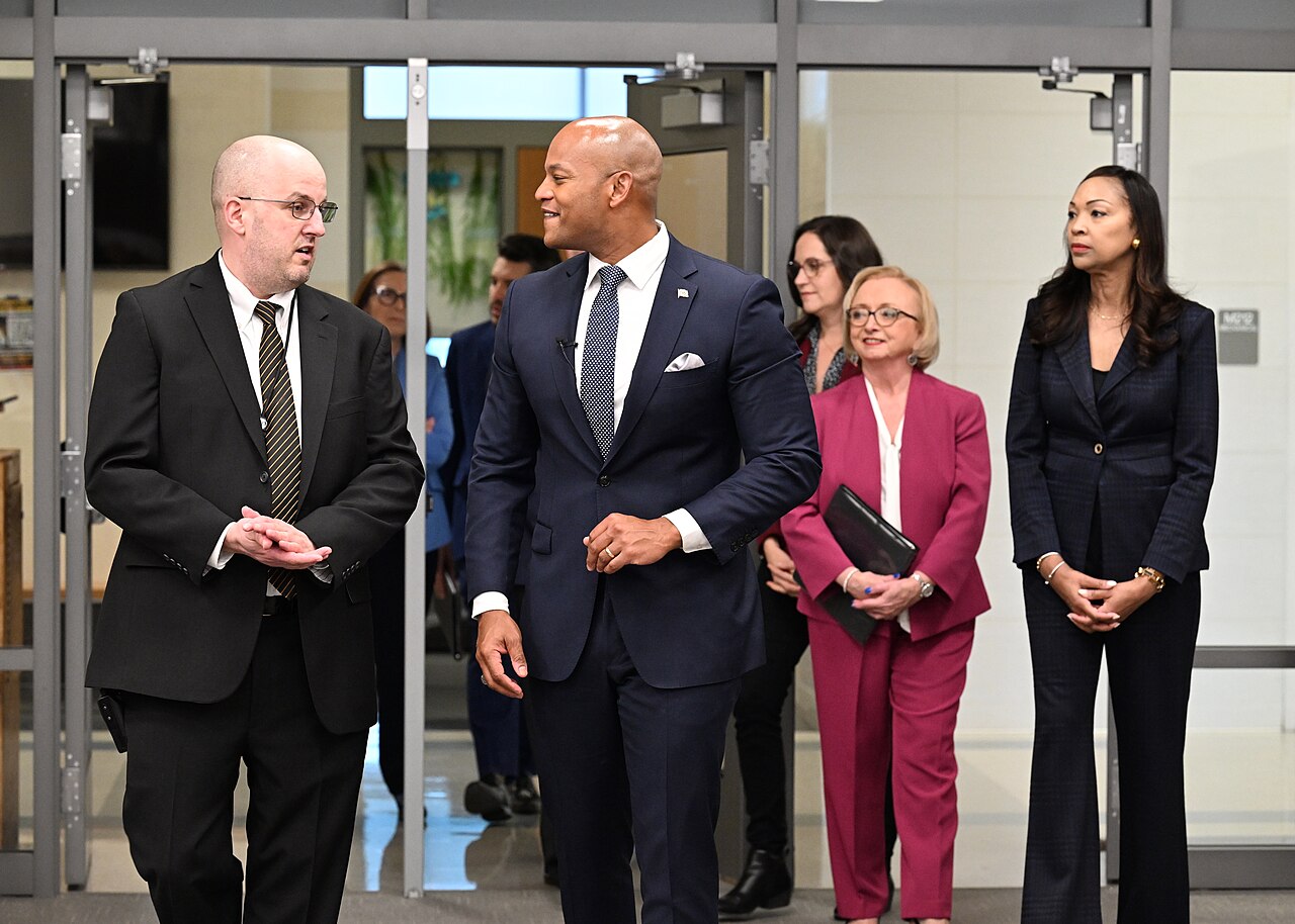 Governor Wes Moore holds a press conference. Photo by Polly Irungu at Frederick High School . 650 Caroll Pkwy, Frederick, MD 21701